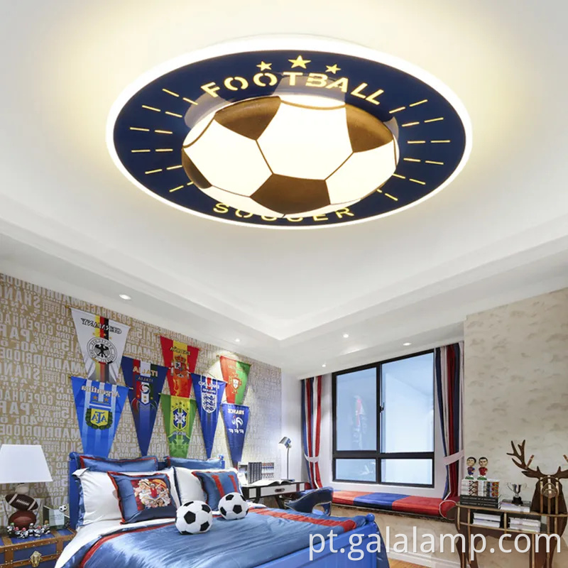 Lâmpada de teto led de futebol de desenho animado com controle remoto